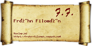 Frühn Filomén névjegykártya